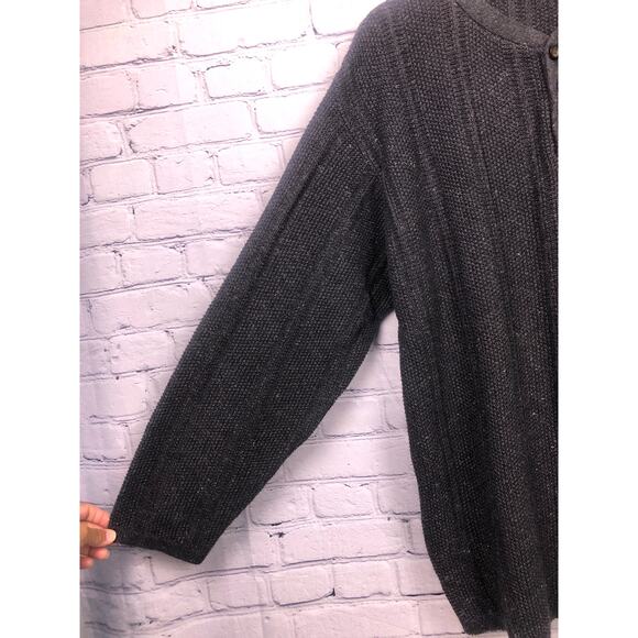 Structure VTG 90s Y2K Preppy Crew Neck Ribbed Casual Knit Gray Henley Men's L - Picture 5 of 12